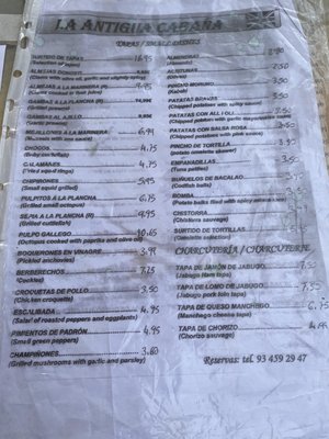 Menu photo 2 La Antigua Cabaña Barcelona, B Menu photo 2 La Antigua Cabaña Barcelona, B