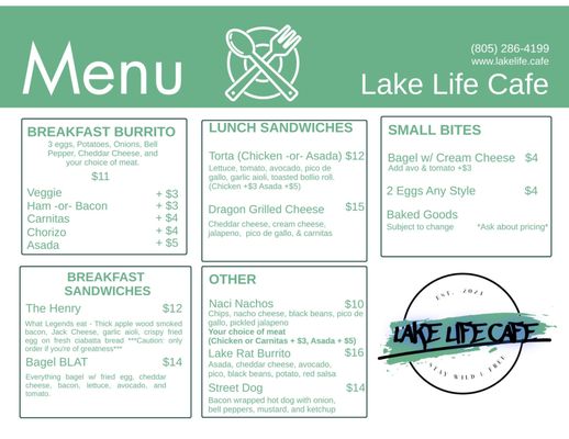 Menu photo 2 Lake Life Cafe Paso Robles, CA Menu photo 2 Lake Life Cafe Paso Robles, CA