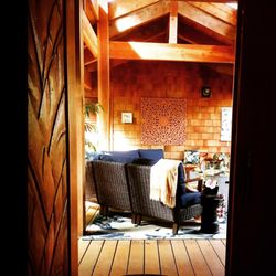 At the Crater's Edge - Massive beams and beautiful design invite guests to linger and relax.