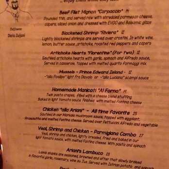 Ariani - Menu - Italian Near Me - Cape Coral, Florida