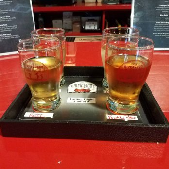 Riverhead Cider House - Flight of ciders...razz front left, prickly pear front right - Beer, Wine & Spirits Near Me - Calverton, New York Riverhead Cider House - Flight of ciders...razz front left, prickly pear front right - Beer, Wine & Spirits Near Me - Calverton, New York