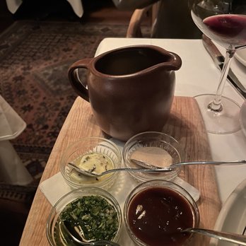 Jeffrey's - Various sauces to try with the steak. All were delicious - American Near Me - Austin, Texas
