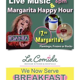 La Comida happy hour advertisement on their website