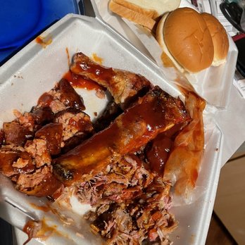 BJ's Alabama BBQ - Everything Platter comes with all the meats and 2 sides (pints) - Barbeque Near Me - Tampa, Florida