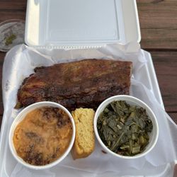 Choo Choo BBQ Xpress - Ribs, sweet potato mash, greens, cornbread