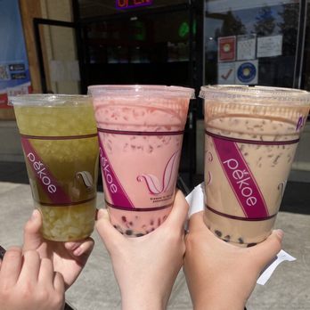 Pekoe - From left to right: Emerald, Pretty in Pink & Pekoe Special - Coffee & Tea Near Me - San Jose, California Pekoe - From left to right: Emerald, Pretty in Pink & Pekoe Special - Coffee & Tea Near Me - San Jose, California