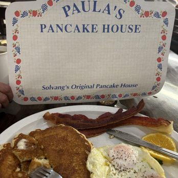 Paula's Pancake House - Buttermilk pancakes, over easy eggs and crispy bacon - Breakfast & Brunch Near Me - Solvang, California Paula's Pancake House - Buttermilk pancakes, over easy eggs and crispy bacon - Breakfast & Brunch Near Me - Solvang, California