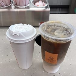 Dunkin' - Iced macchiato and a large black coffee.