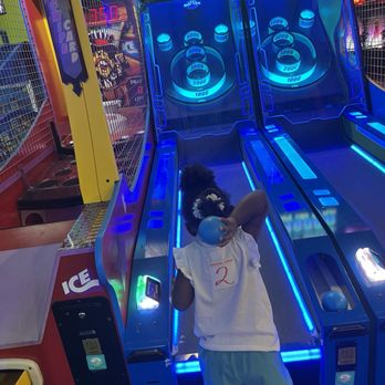 Jumping World - SW Houston - Watch out for this throwing bowling ball - Arcades Near Me - Houston, Texas