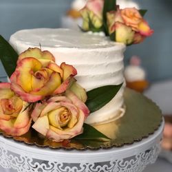 Cupcake and Things Bakery - Beautiful rainbow cake with buttercream frosting for baby shower.