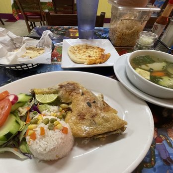 El Buen Sabor - Caldo de Res o de Pollo and a Cheese Pulpusa - Salvadoran Near Me - Los Angeles, California