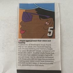 Tricounty Eye Institute - AARPNovember 2023 magazine article regarding Hearing aids and/or CATARACT SURGERY lowering risk for dementia. AMAZING INFORMATION