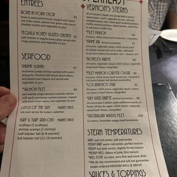 Vernon's Speakeasy - 2024 menu - Steakhouses Near Me - Los Ranchos, New Mexico