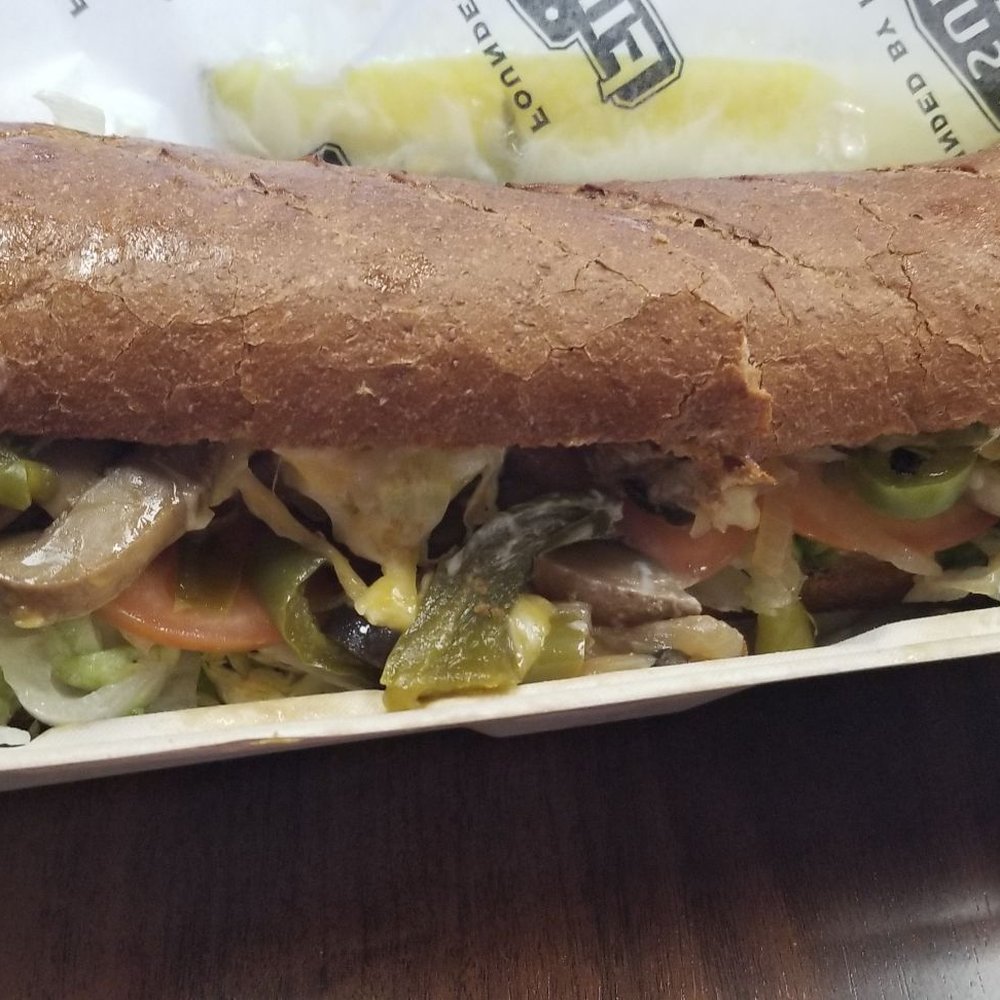 12" Veggie on whole wheat, toasted. Delicious! 12" Veggie on whole wheat, toasted. Delicious!