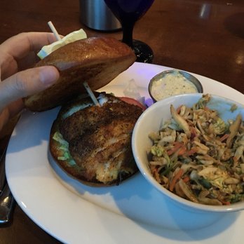RumFish Grill - Grouper sandwich with Thai cole slaw.  Neither one wowed me. - Seafood Near Me - St Pete Beach, Florida