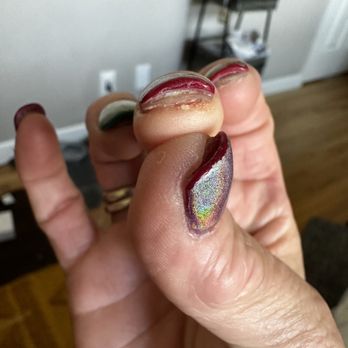 Oasis Nails - Still unacceptable after her "fixing" the mess. - Nail Salons Near Me - Livermore, California Oasis Nails - Still unacceptable after her "fixing" the mess. - Nail Salons Near Me - Livermore, California