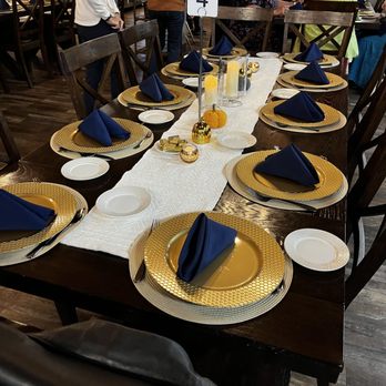 Chef Pam's Kitchen - The evening table setting- beautiful mix of styles - Cooking Schools Near Me - Waukesha, Wisconsin