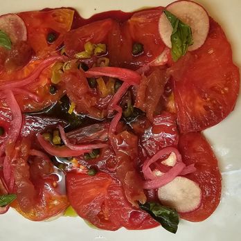 Teleferic Barcelona - Tomatoes salad was good. Tomato slices were very ripe. Prefer more firmness. - Cocktail Bars Near Me - Los Angeles, California