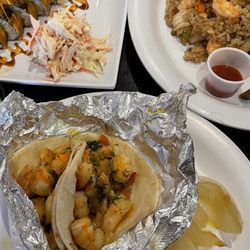 Tacos Kissi - Shrimp tacos  Shrimp fried rice