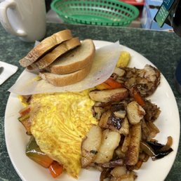 Cowboy Omelette, home fries, rye toast & coffee