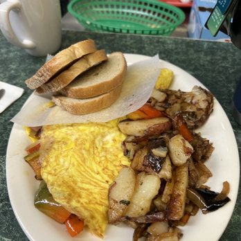 Kitty's Luncheonette - Cowboy Omelette, home fries, rye toast & coffee - Sandwiches Near Me - Philadelphia, Pennsylvania