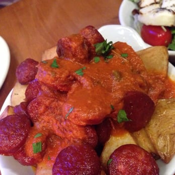 Dimitri's - Chorizo Bravas - Chorizo and Fried Potatoes in Salsa - Greek Near Me - Manchester, XGM