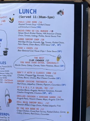 Menu photo 8 High/Low Oceanside, CA