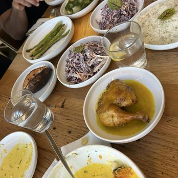 Dando La Brasa - Miami - Ceviche and  1/4 Chicken a la Brasa for me. Sides of coleslaw asparagus and sweet potato - Salad Near Me - Miami, Florida