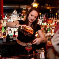 BartenderOne - Morgan Leigh. BartenderOne Graduate and Intern showing how to pour a perfect Cosmopolitan