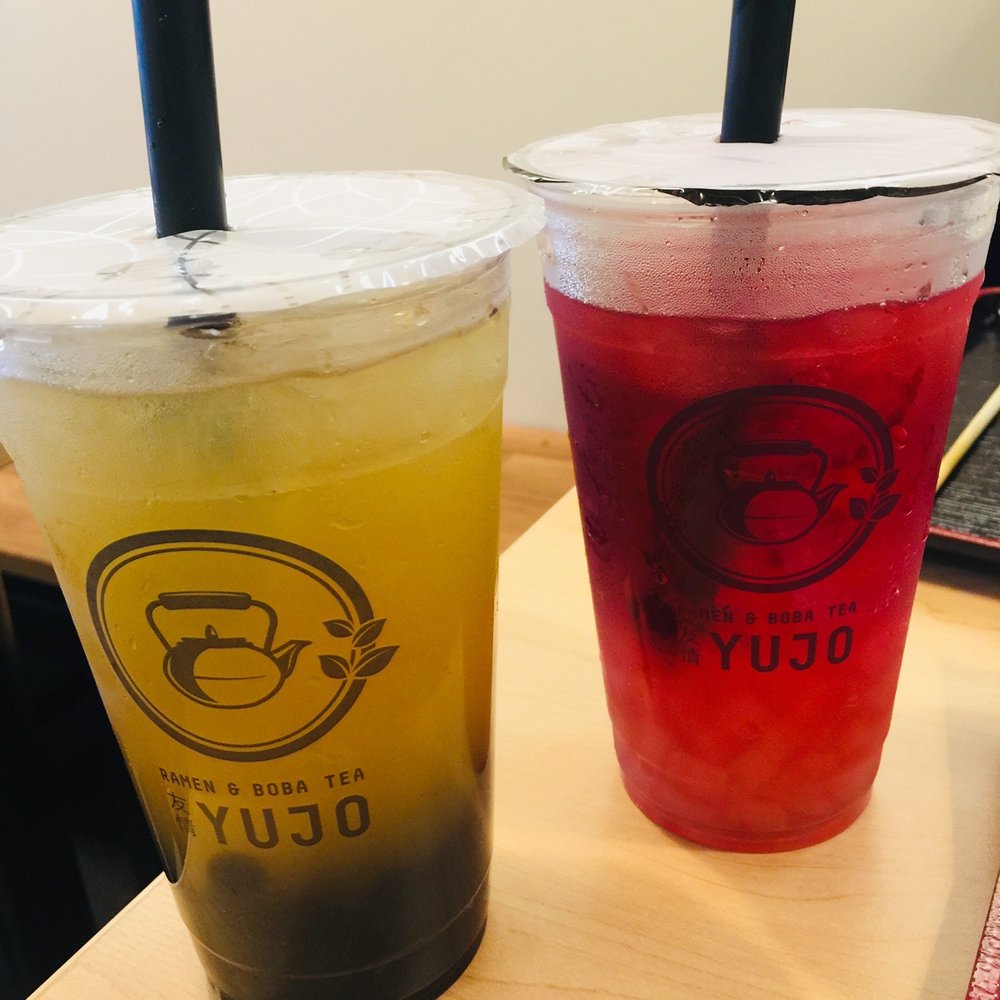 Yujo - Green tea lychee with boba and rose garden tea with aloe - Ramen Near Me - Indianapolis, Indiana Yujo - Green tea lychee with boba and rose garden tea with aloe - Ramen Near Me - Indianapolis, Indiana