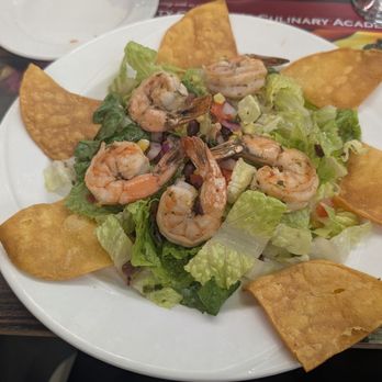 Riverside Community College Culinary Academy - Shrimp salad with corn, black beans, jalapenos, & tortilla chips - New American Near Me - Riverside, California Riverside Community College Culinary Academy - Shrimp salad with corn, black beans, jalapenos, & tortilla chips - New American Near Me - Riverside, California