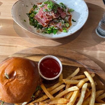 Kitchen Social - Double stack burger and Tuna bowl - New American Near Me - Dublin, Ohio Kitchen Social - Double stack burger and Tuna bowl - New American Near Me - Dublin, Ohio