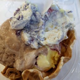 A triple scoop waffle bowl A triple scoop waffle bowl