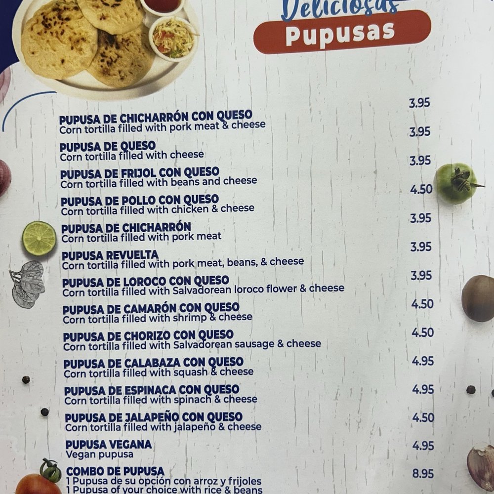 Most recent Menu of Pupusas Most recent Menu of Pupusas
