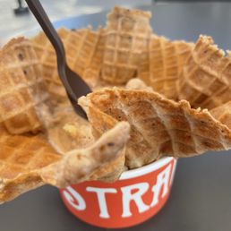 Cinnamon Snicker Doodle ice cream in a pumpkin spice waffle bowl Cinnamon Snicker Doodle ice cream in a pumpkin spice waffle bowl