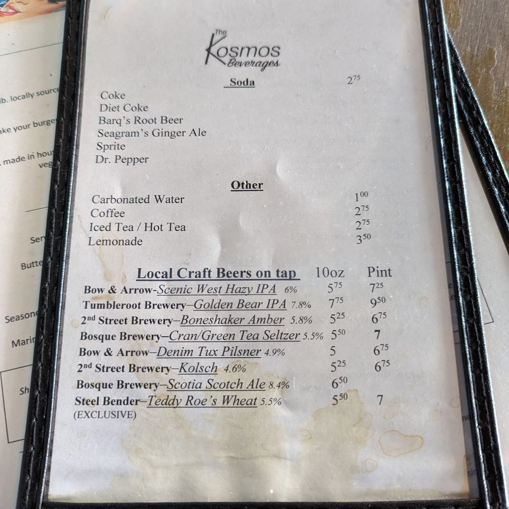 The Kosmos - Menu September 2023 - Bars Near Me - Albuquerque, New Mexico