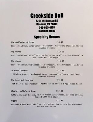 Menu photo 4 CREEKSIDE DELI Hollins, VA Menu photo 4 CREEKSIDE DELI Hollins, VA