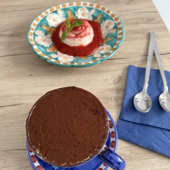Posides - Tiramisu and strawberry pannacotta - Cafes Near Me - Positano, SA Posides - Tiramisu and strawberry pannacotta - Cafes Near Me - Positano, SA