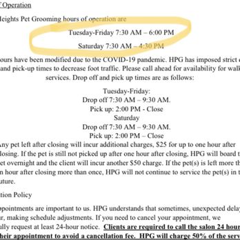 Heights Grooming - Actual closing time per their policy - Pet Groomers Near Me - Houston, Texas