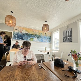 Dillon Beach Coastal Kitchen - This decor was so stunning and that mural behind our table is gorgeous - New American Near Me - Dillon Beach, California