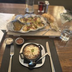 Stab's Steak and Seafood Central - My brunch order of French Onion Soup and charboiled oysters with a rosemary martini