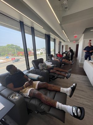 New Location - 5901 W Broad Street - In July 2023, The Feel Better Lounge moved to a new location on the corner of Broad Street and Bremo road and with the move came an expansion of available services. This expansion included the addition of whole body cryotherapy, red light therapy, Maenne multi sensory therapy, medical weight loss programing, as well as mocktails and wellness shooters.
Additionally, we have implemented an optional monthly membership program, perfect for someone trying to take a more active role in their own wellness, which includes three monthly sessions of cryotherapy, red light therapy, or Maenne multi sensory therapy along with discounts on all other services such as IV therapy, vitamin injections, medical weight loss programs, stretch therapy, oxygen therapy, and more! New Location - 5901 W Broad Street - In July 2023, The Feel Better Lounge moved to a new location on the corner of Broad Street and Bremo road and with the move came an expansion of available services. This expansion included the addition of whole body cryotherapy, red light therapy, Maenne multi sensory therapy, medical weight loss programing, as well as mocktails and wellness shooters.
Additionally, we have implemented an optional monthly membership program, perfect for someone trying to take a more active role in their own wellness, which includes three monthly sessions of cryotherapy, red light therapy, or Maenne multi sensory therapy along with discounts on all other services such as IV therapy, vitamin injections, medical weight loss programs, stretch therapy, oxygen therapy, and more!