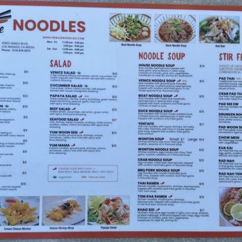 Venice Noodles - Menu (Front) - Noodles Near Me - Los Angeles, California Venice Noodles - Menu (Front) - Noodles Near Me - Los Angeles, California