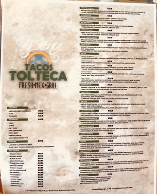 Menu photo 3 Tacos Tolteca Baltimore, MD