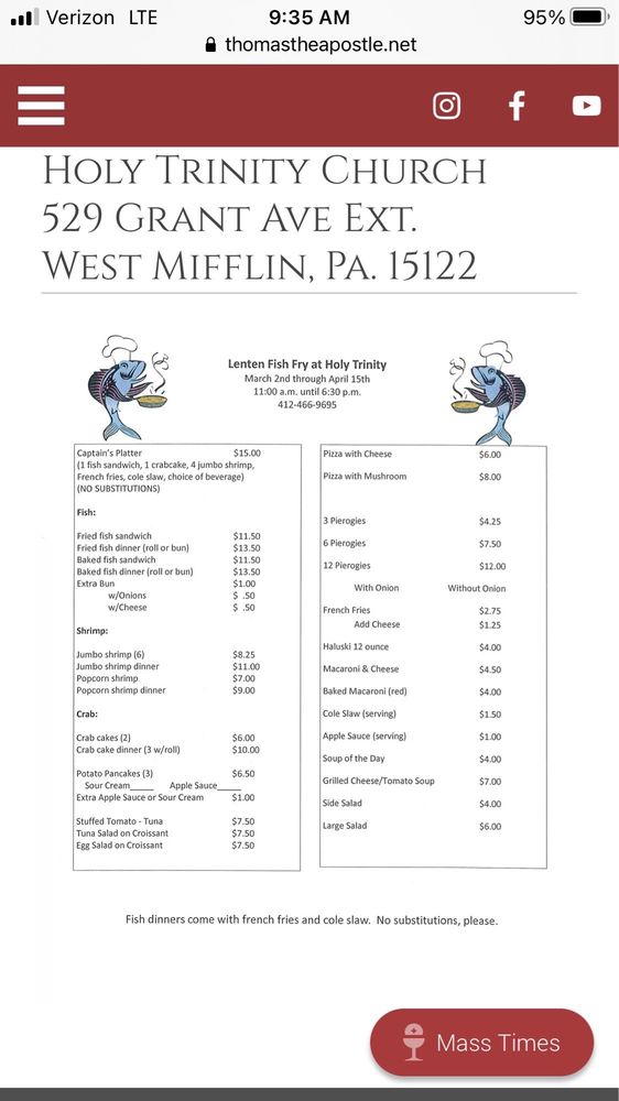 HOLY TRINITY SOCIAL HALL Updated August 2024 529 Grant Avenue Ext