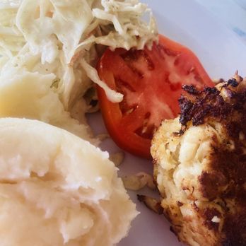 Mussel Beach Restaurant - Crab cake sandwich w/out the bread & mashed potatoes - Seafood Near Me - Delray Beach, Florida Mussel Beach Restaurant - Crab cake sandwich w/out the bread & mashed potatoes - Seafood Near Me - Delray Beach, Florida