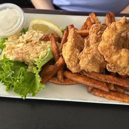 Fish and chips, lunch portion.
