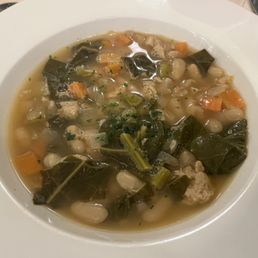 Beef, Mushroom and Farro Soup (with chicken that day)