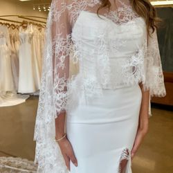 Romantic Chantilly Lace Cape available Off-the-Rack at Ivoryology Memphis, TN