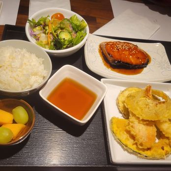 Crazy Rock'N Sushi - Fullerton - Salmon bento box with mixed tempura - Japanese Near Me - Fullerton, California Crazy Rock'N Sushi - Fullerton - Salmon bento box with mixed tempura - Japanese Near Me - Fullerton, California